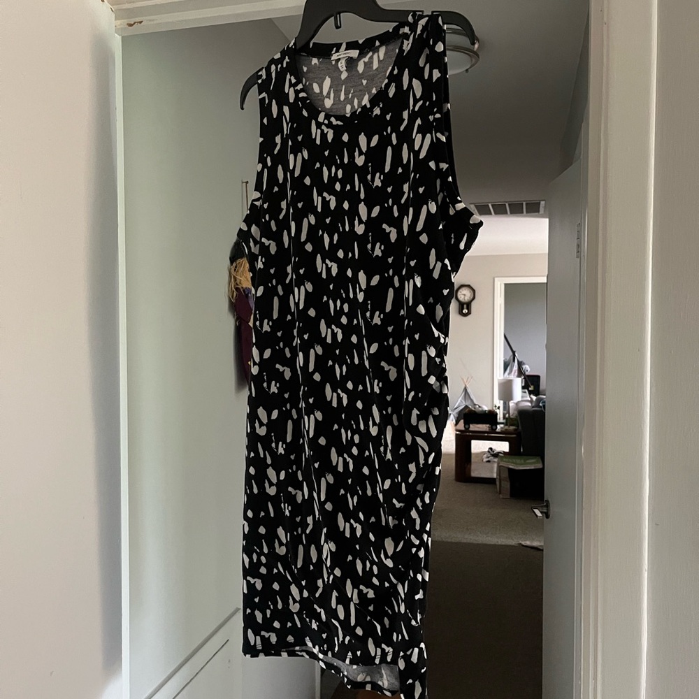 Black dress with white